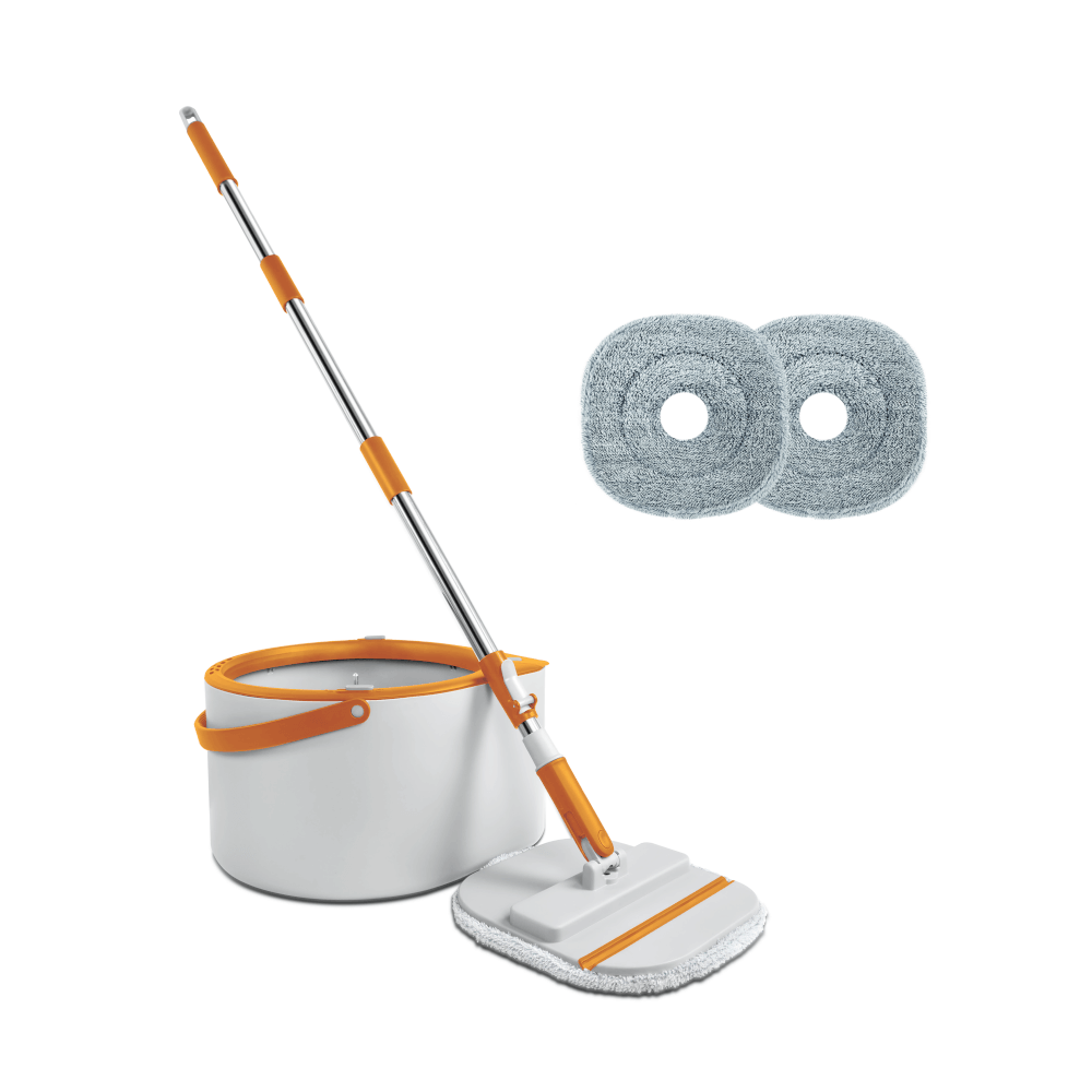 ชุดอุปกรณ์ถังปั่นพร้อมไม้ม็อบ SJEASYMOP รุ่น LOCATION MOP สีส้ม พร้อมถังแยกน้ำดีน้ำเสีย